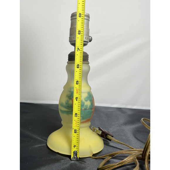 Vintage Art Deco Era Frosted Reverse Painted Yellow Glass Lamp Base, Test Works - Picture 10 of 12